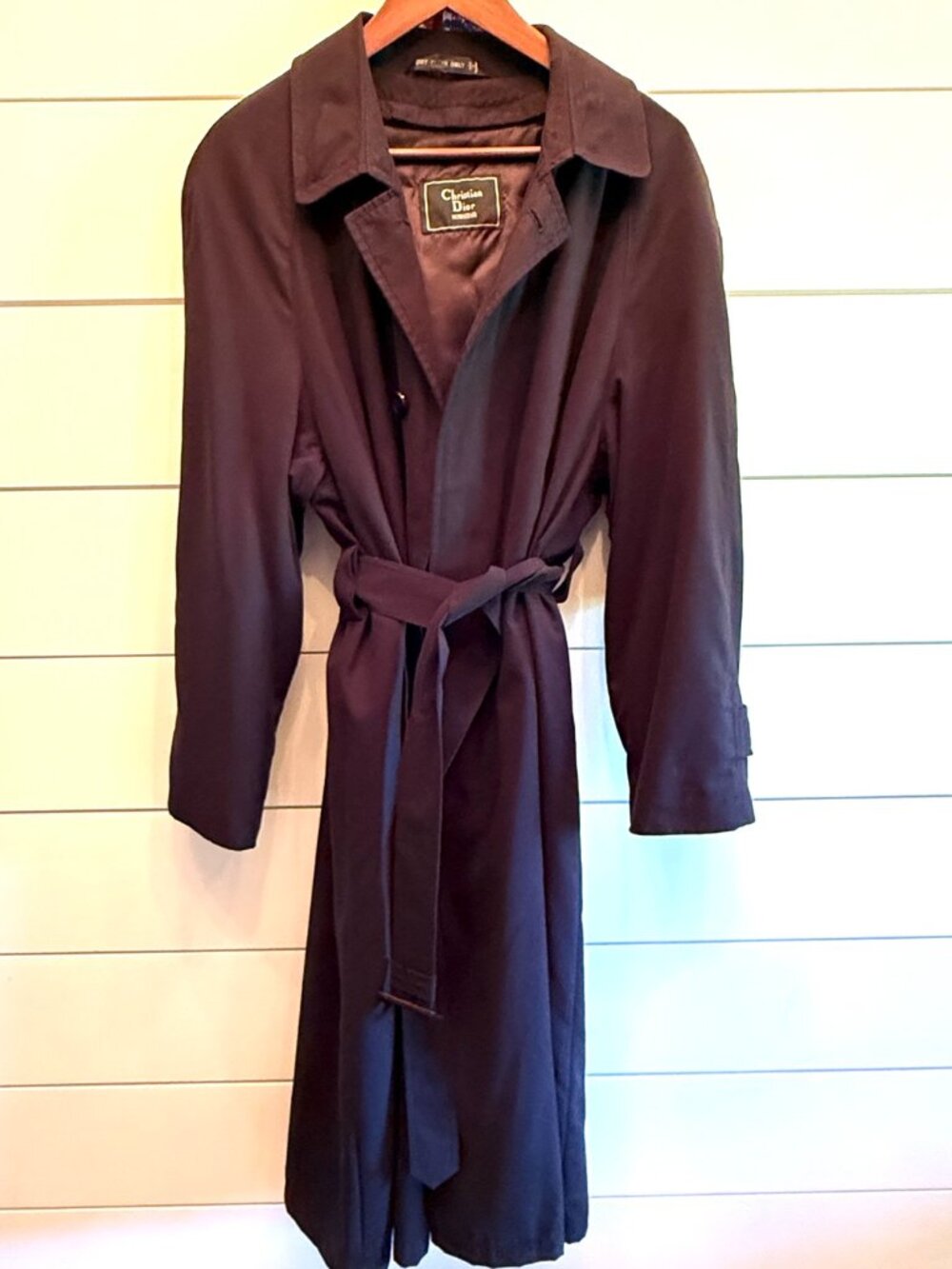 Vintage Christian Dior Monsieur Black Trench Coat 38S